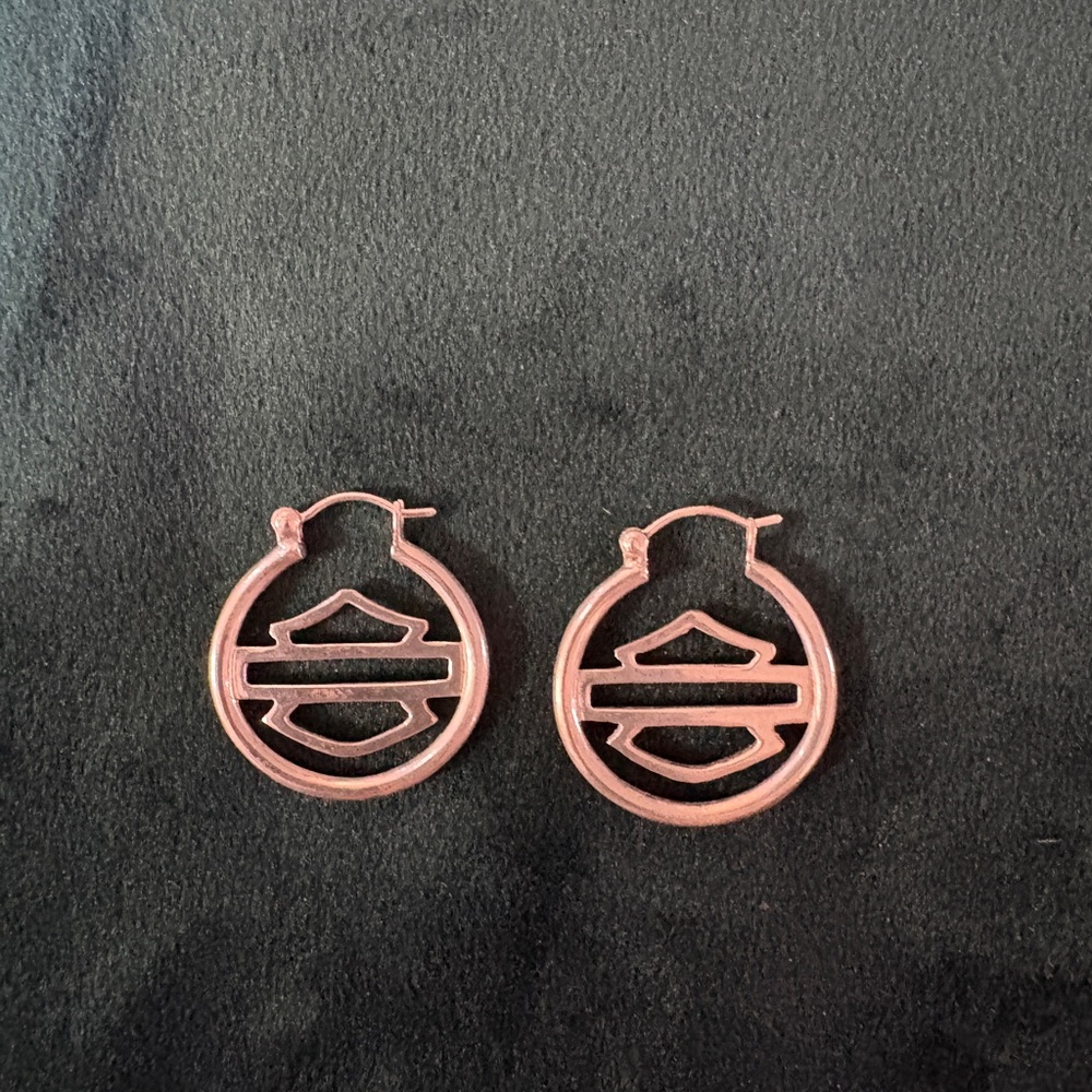 Silver Harley Davidson hoop earrings